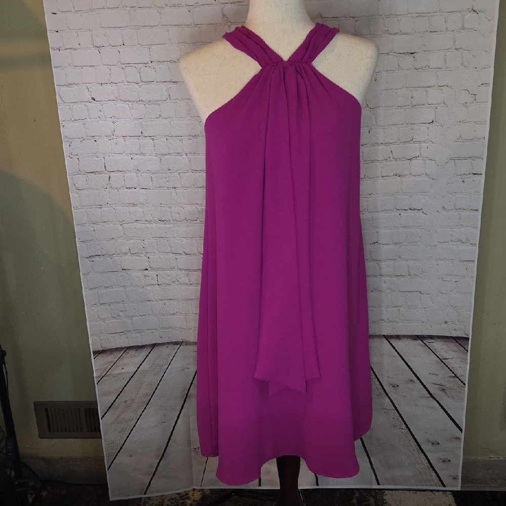Trina Turk‎ Verge Halter Swing Dress Fuchsia Pink XS - EUC